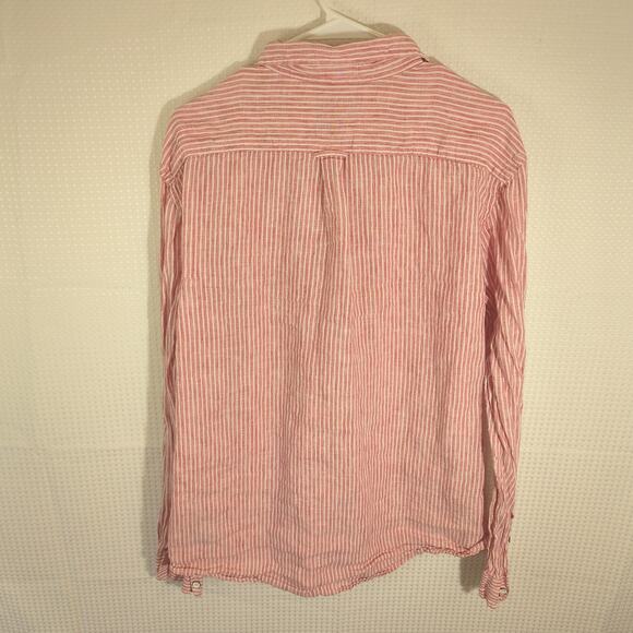 Rodd & Gunn XL Linen Shirt Men’s Red White Stripe Button Front Sports Fit Italy - Picture 3 of 3
